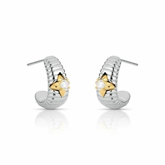 BRINCO ARGOLA LISA ESTRELA RODIO BRANCO APP