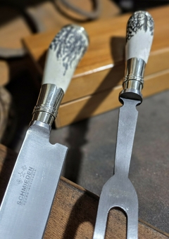 Fino Juego De Cuchillo Y Tendor En Caja Fina Incluye Grabado en internet