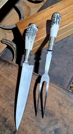 Fino Juego De Cuchillo Y Tendor En Caja Fina Incluye Grabado