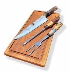 Juego Asador Cuahillo 24cm , Tenedor, Chaira y Tabla en internet