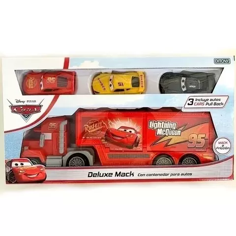 CARS - DELUXE MACK C/CONTENEDOR + 3 AUTOS