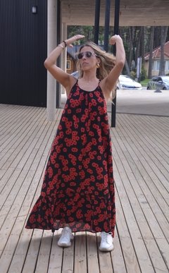 Vestido Clara (estampa flor roja) - comprar online