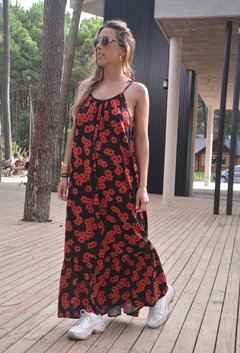 Vestido Clara (estampa flor roja)