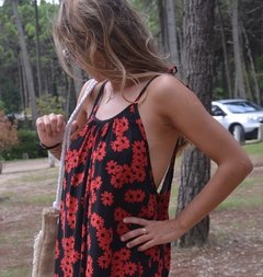 Vestido Clara (estampa flor roja) - tienda online