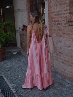 Vestido Clara (lino rayado) - comprar online