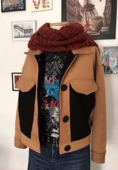 Campera Malena (camel + negro) - Candela Ibarra