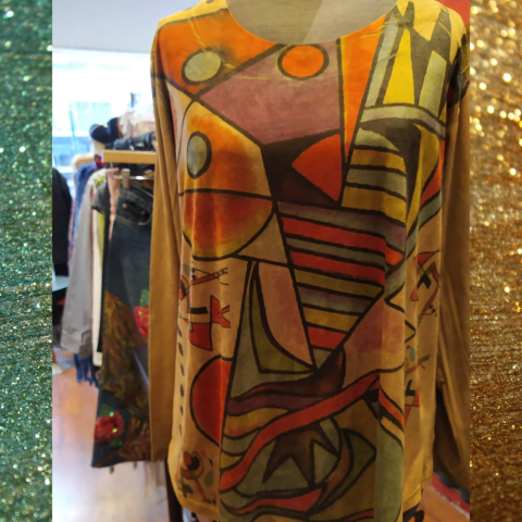 0REMERON DE TELA GAMUZADA PINTADO A MANO