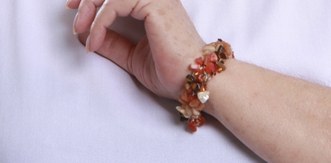 Pulseira em crochê no arame Pedras Naturais - Terra