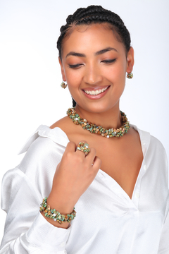 Conjunto crochê no arame Precioso - Jadeíta