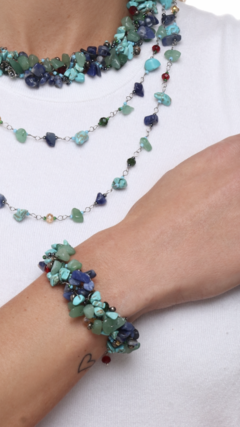 Pulseira em crochê no arame Pedras Naturais - Ligia na internet