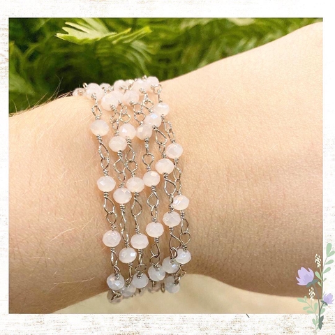 Colar longo e Pulseira só cristais - Branco