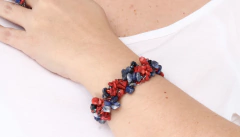 Pulseira em crochê no arame Pedras Naturais - Helena