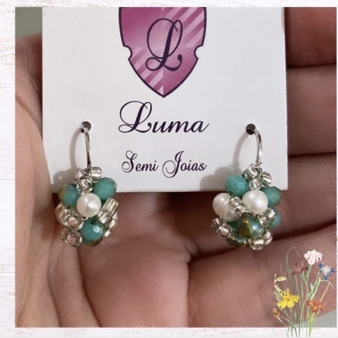 Brinco Jô cristais - Turquesa