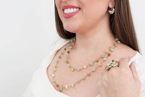 Conjunto Pedras longo -Amazonita