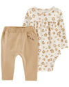 Carter´s Set 2 Piezas Body Mangas Largas Pantalon Leopardo