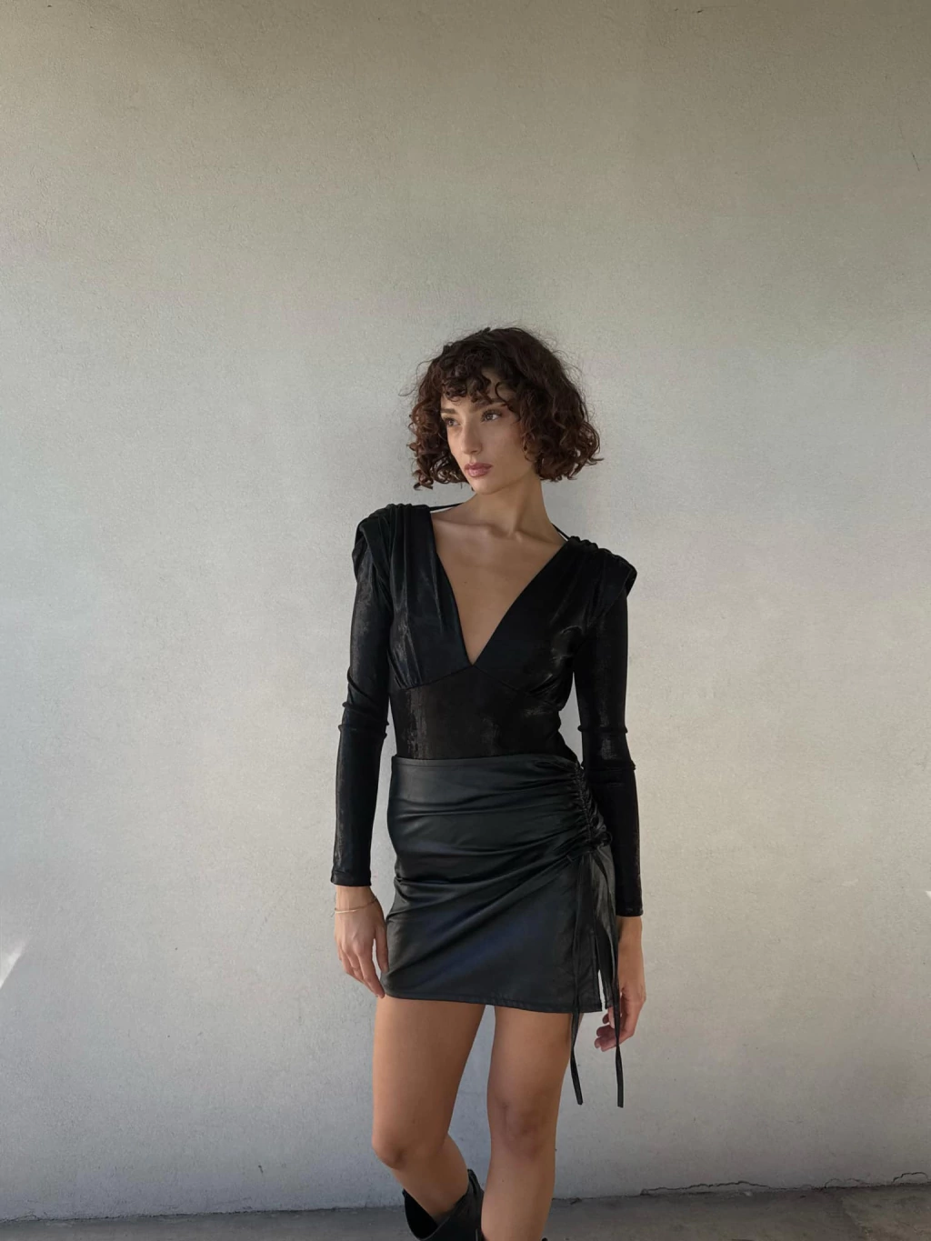 Falda engomada frunce