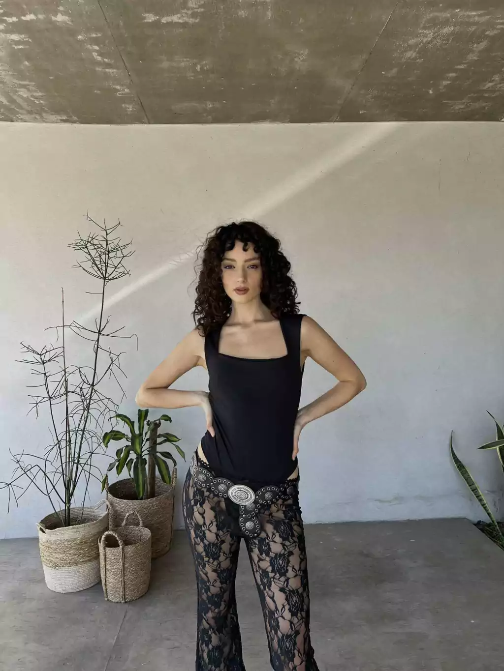 pantalon de encaje negro