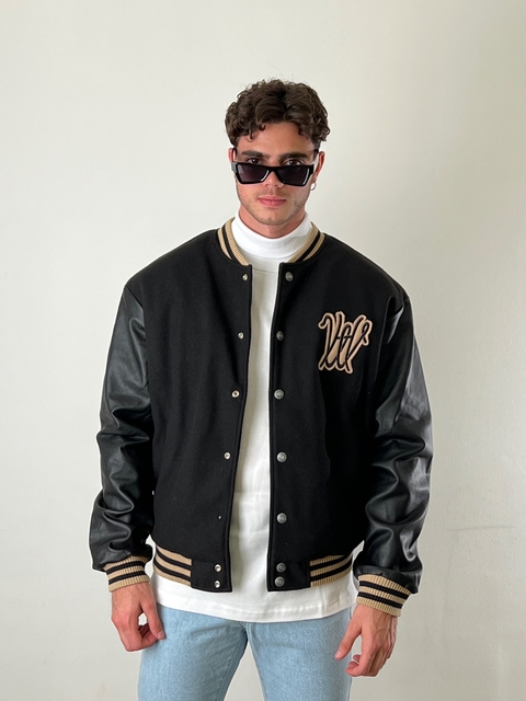 Campera varisity negra