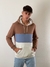 Hoodie frisado tricolor marron