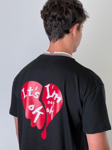 Remera over broken heart negra