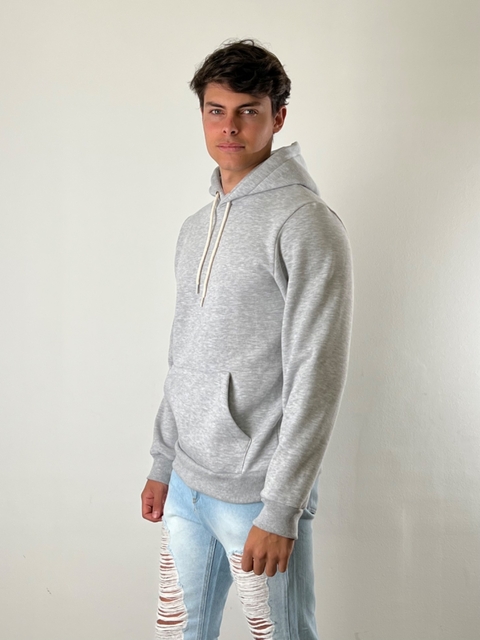 Hoodie frisado gris melange