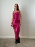 Vestido largo satinado fucsia
