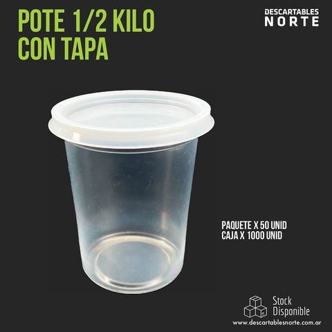Pote 1/2 kilo con tapa x50