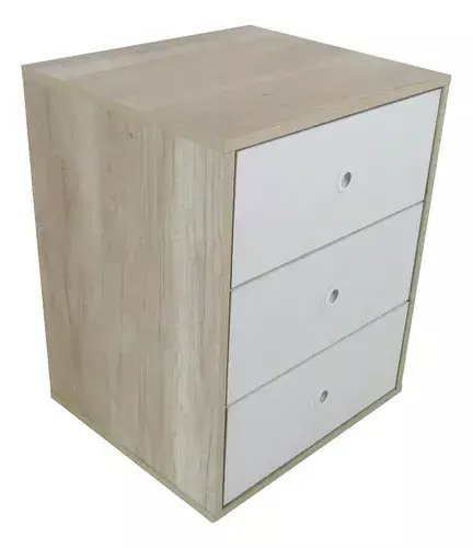 Mesa de luz 3 cajones Color Helsinki/ Blanco (3004) (CM) - comprar online