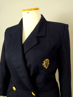 Casaco blazer 100% lã bordado peito vintage (G) - loja online