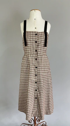 Vestido de alça de veludo e botões quadriculado importado (40) - comprar online