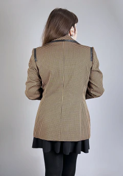 Casaco zíper pied de poule detalhe em couro vintage Marie Claire (M) - comprar online