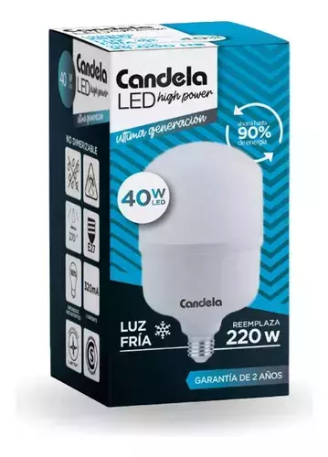 LAMPARA LED HIGH POWER 40W CANDELA LUZ FRIA (AHORRA 82% DE ENERGIA) - comprar online
