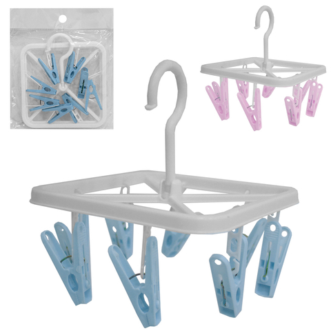 VARAL DE PENDURAR DE PLASTICO QUADRADO FIXO COM 8 PRENDEDORES 15,5CM COSY BC24100 - comprar online