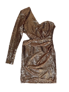VESTIDO LEATHER AND LACE Rose Gold