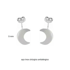 pinos para base de brincos aço inox cirúrgico meia lua 5 mm