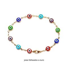 pulseira corrente olho grego folheados a ouro ouro 18 K quilates banho camada 5 milésimos