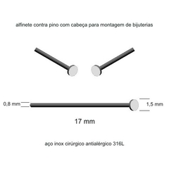 alfinete contra pino com cabeça 17 mm aço inox cirúrgico preço para 100 peças