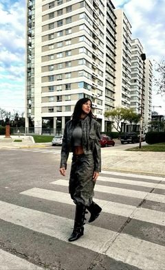 Campera de Cuero con frunce - comprar online