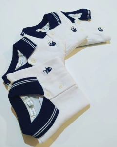 Body Cuello Polo Pique Blanco Cuello Azul en internet