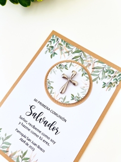 ESTAMPITA BOTANIC DOBLE CON TAG 3D Y CRUZ DE METAL x20