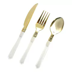 SET DE CUBIERTOS LINE DORADOS x12 un.
