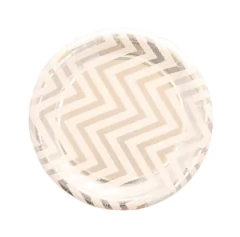 PLATO DE PAPEL CHEVRON PLATEADO 17CM x6