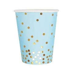 VASO CELESTE LUNARCITOS DORADOS x6