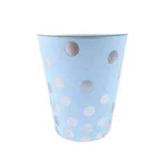 VASO CELESTE DOTS PLATEADO x6