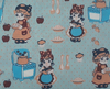 Corte de Tecido Tricoline Estampado menina cozinheira fundo azul claro 75x30cm - cod 60035