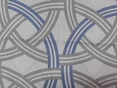 Corte de Tecido Tricoline Estampado fundo branco traços azul e cinza 50x50cm - cod 8169