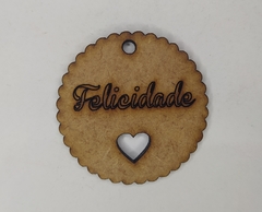 Tag redonda com borda rendada VÁRIAS PALAVRAS de MDF recorte a laser 3.8cm - cod 9097 - Artesanato Mania