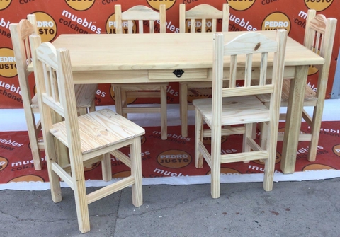 Mesa de comedor de 160x80 + 6 Sillas Oto