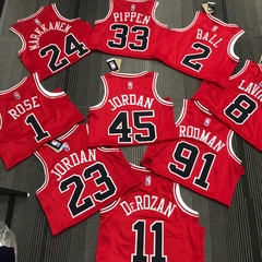75 ANOS - Camisa Chicago Bulls 2021 Silk - Lavine 8, Jordan 23, DeRozan 11, Rodman 91 - Wide Importados