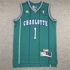 Camisa Charlotte Hornets Retrô - Bogues 1, Johnson 2, Mourning 33